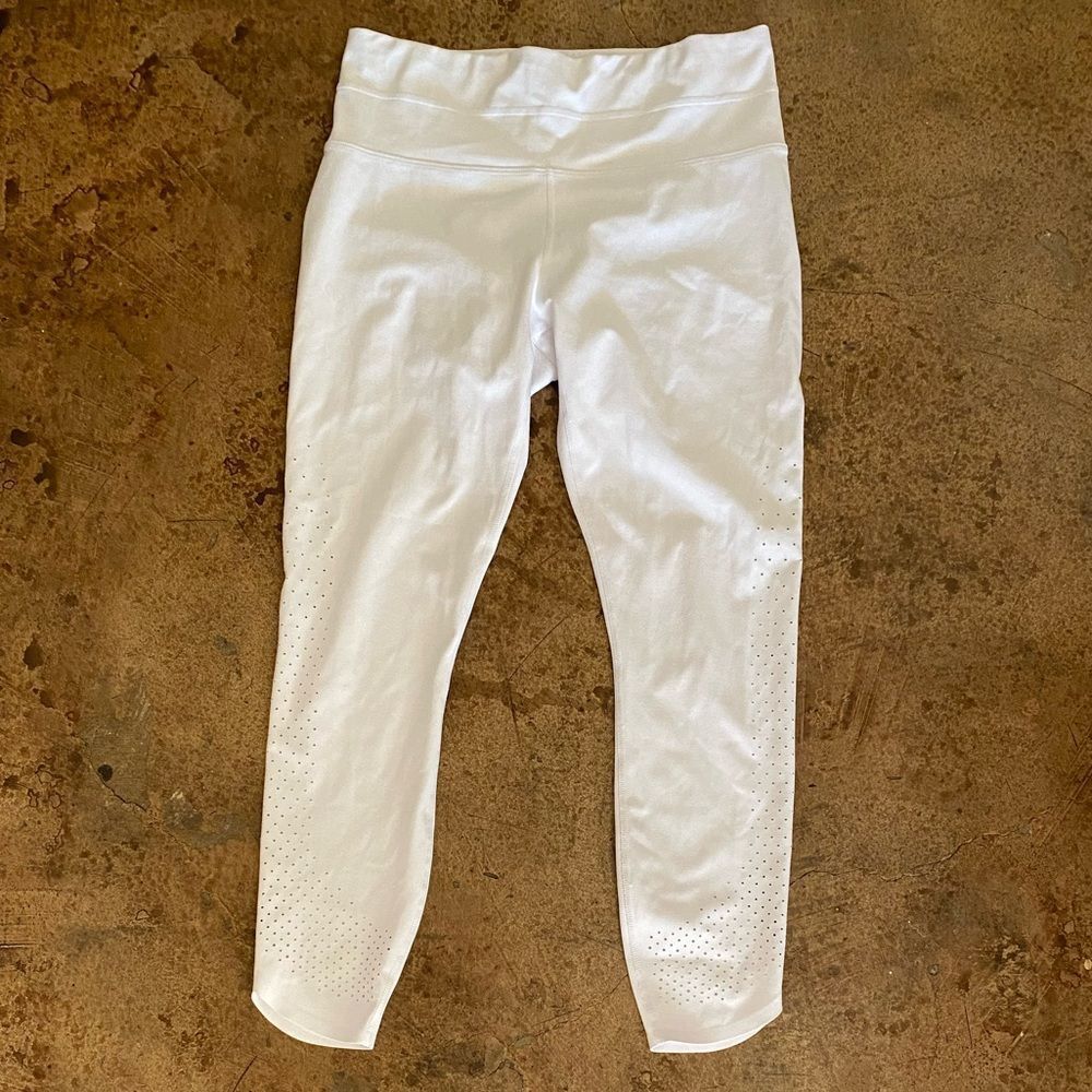 Athleta White High Rise Contender Tight‎ Laser Cut Cropped workout Leggings